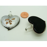 pendentif coeur verre noir feuille argente Pend-166-3