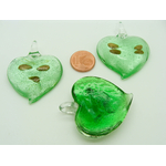 pendentif coeur verre silver foil vert fonce Pend-166-5