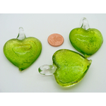 pendentif coeur verre vert silver foil simple Pend-167-1