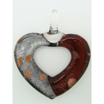 pendentif coeur creux rouge argente Pend-172