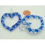 pendentif coeur creux marine transparent verre 53mm Pend-175