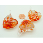 pendentif coeur fleur orange verre 44mm Pend-176-1