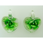 mini pendentif coeur fleur vert Pend-178-2