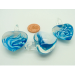 pendentif coeur fleur bleu verre lampwork Pend-180-1