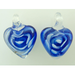 mini pendentif coeur fleur bleu fonce Pend-181-2
