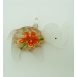 pendentif elephant blanc fleur verre Pend-190