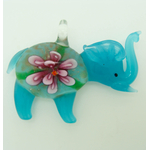 pendentif elephant bleu fleur verre Pend-190-1