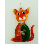 pendentif chat rouge vert verre Pend-233