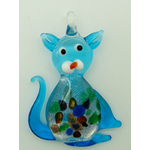 pendentif chat bleu verre Pend-233-1