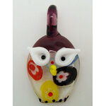 pendentif chouette violet verre fleur Pend-73-4