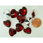 breloque coeur 14mm rouge verre  metalise