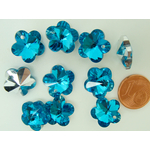 breloque fleur bleu verre metallise