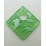 Pend-245-4 pendentif losange verre vert motif blanc