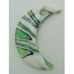 Pend-250-5 pendentif lune verre vert blanc