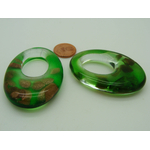 Pend-251-5 pendentif ovale vert dore verre
