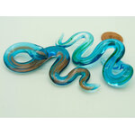 Pend-254-1 pendentif serpent bleu dore verre