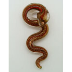 Pend-256-2 pendentif serpent rouge dore rond lampwork