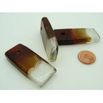 Pend-259-2 pendentif rectangle verre marron