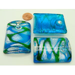 Pend-262-1 pendentif rectangle bleu raye verre