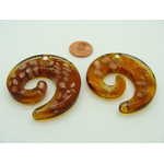Pend-267-2 pendentif spirale marron dore verre