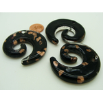 Pend-267-3 pendentif spirale noir dore verre