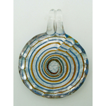 Pend-269-1 pendentif rond strie spirale bleu argent