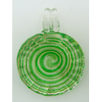 Pend-269-2 pendentif rond strie spirale vert argent
