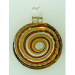 Pend-269-5 pendentif rond strie spirale vert argent