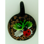 Pend-271-5 pendentif coccinelle fleur vert lampwork