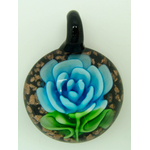 Pend-272-1 pendentif fleur rose bleu lampwork