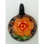 Pend-272-4 pendentif fleur rose orange lampwork