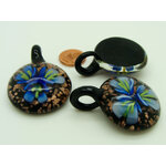 Pend-273-1 pendentif fleur 3 petales bleu fonce verre