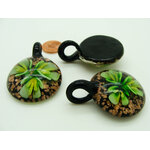 Pend-273-4 pendentif fleur 3 petales vert verre