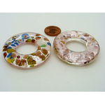 Pend-290-5 pendentif donut verre rose argente