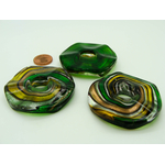 Pend-291-3 pendentif donut verre ondule vert