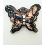 Pend-303-3 pendentif papillon strass noir dore