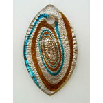 Pend-310-1 pendentif ovale spirale marron argente