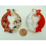 Pend-315-5 pendentif 2 poissons rouge blanc verre