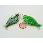Pend-316-5 pendentif poisson vert argente verre
