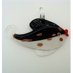 Pend-319-1 pendentif poisson blanc noir dore animal