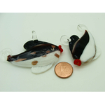 Pend-319-1 pendentif poisson blanc noir dore verre