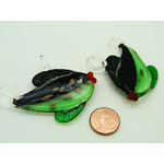 Pend-319-4 pendentif poisson vert noir dore verre