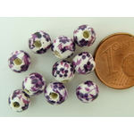 POR-130 perle fleur porcelaine  violet 6mm
