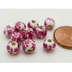 POR-134 perle fleur porcelaine  rose 6mm