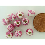 POR-134 perle fleur rose 6mm