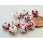 POR-133 perle fleur porcelaine  rose 8mm