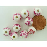 POR-133 perle fleur rose 8mm