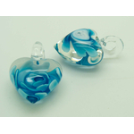 Pend-181-1 2 pendentifs coeur bleu fleur