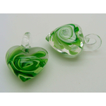 Pend-181-4 5 2 pendentifs coeur vert lampwok