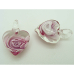 Pend-181-6 5 2 pendentifs coeur violet lampwork